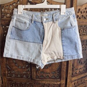 PacSun Blue and Cream Jean Shorts Casual Style